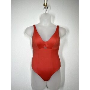 Sea Level One Piece Swimsuit Macrame Detail Size 4 D/ DD Cup Orange